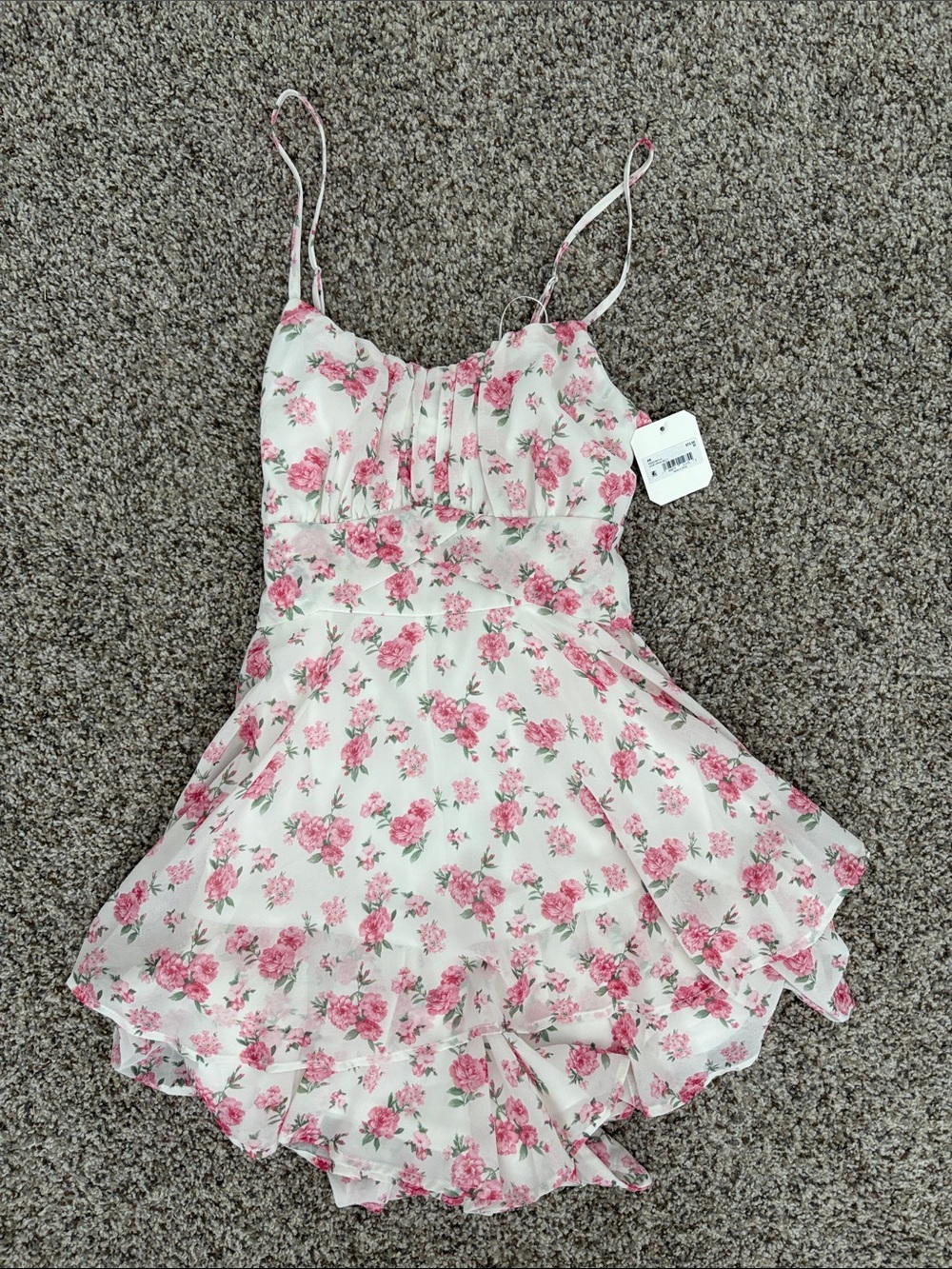 Altar’d State Floral Spaghetti-Strap Ruffle Skort - Pink on White